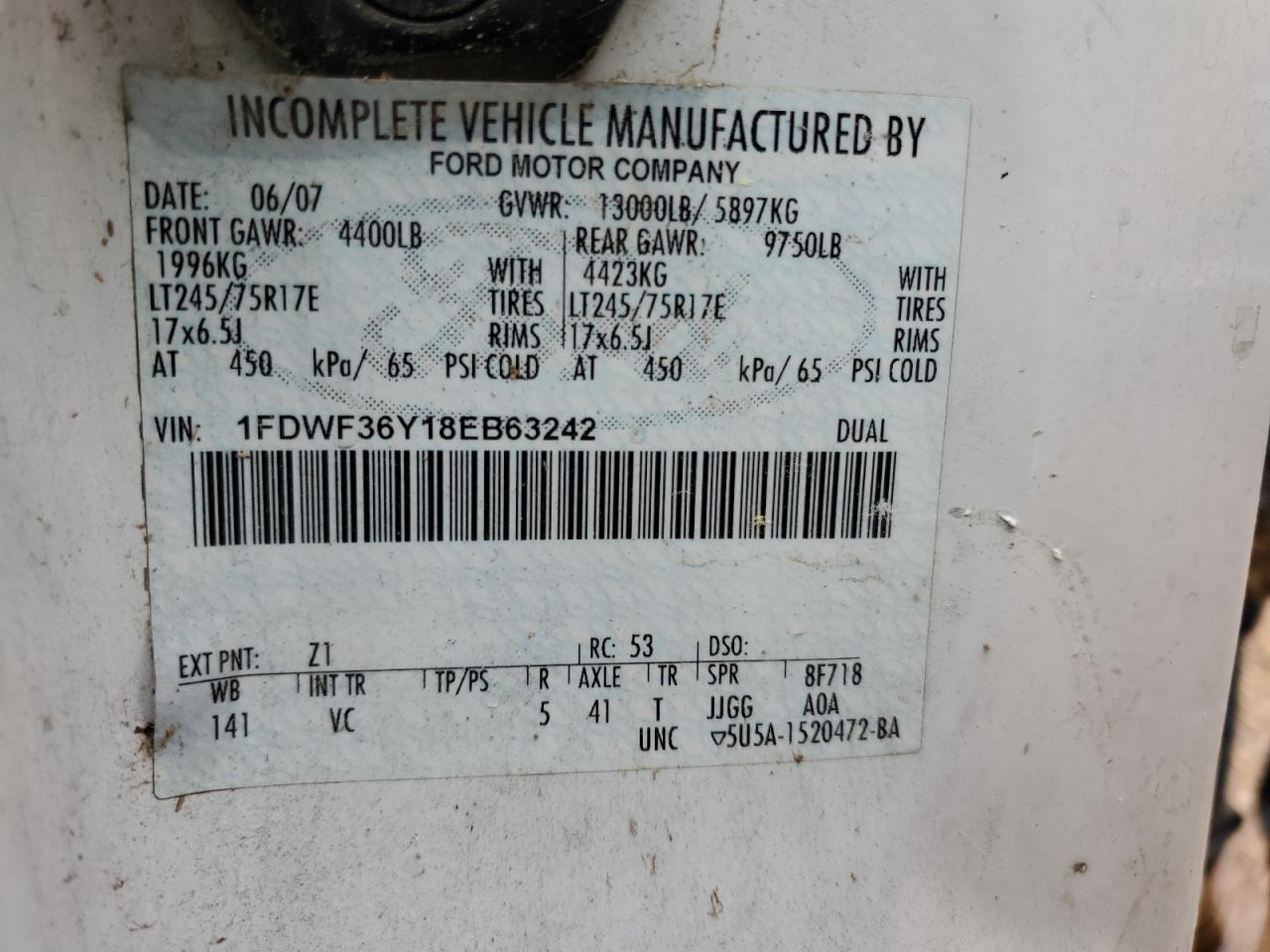 1FDWF36Y18EB63242 2008 Ford F350 Super Duty
