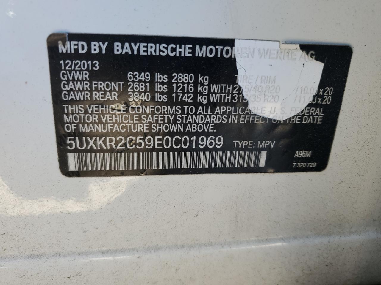 5UXKR2C59E0C01969 2014 BMW X5 Sdrive35I