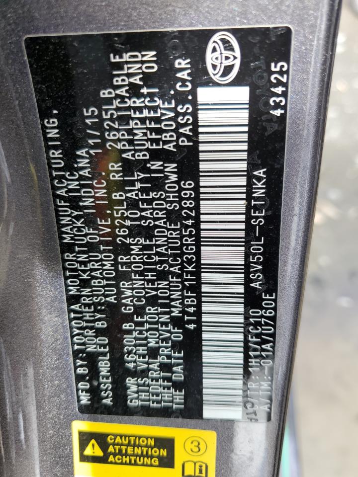 4T4BF1FK3GR542896 2016 Toyota Camry Le