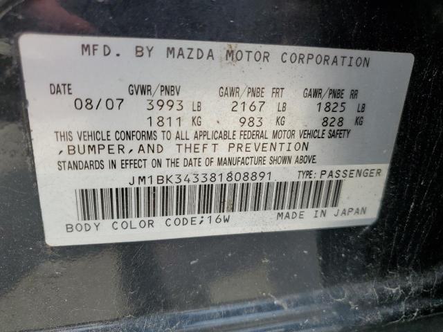 2008 Mazda 3 Hatchback VIN: JM1BK343381808891 Lot: 52184204