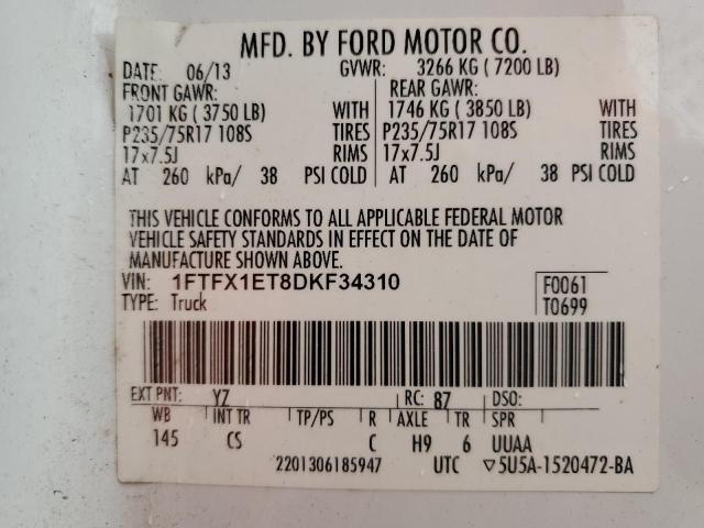 2013 FORD F150 SUPER 1FTFX1ET8DKF34310  49288034