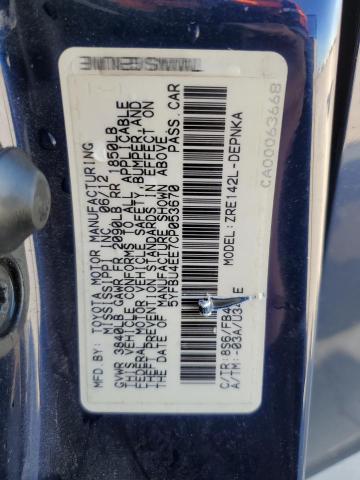 5YFBU4EE7CP053670 2012 Toyota Corolla Base