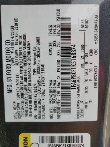 2019 Ford Mustang Gt VIN: 1FA6P8CF1K5168374 Lot: 51523594