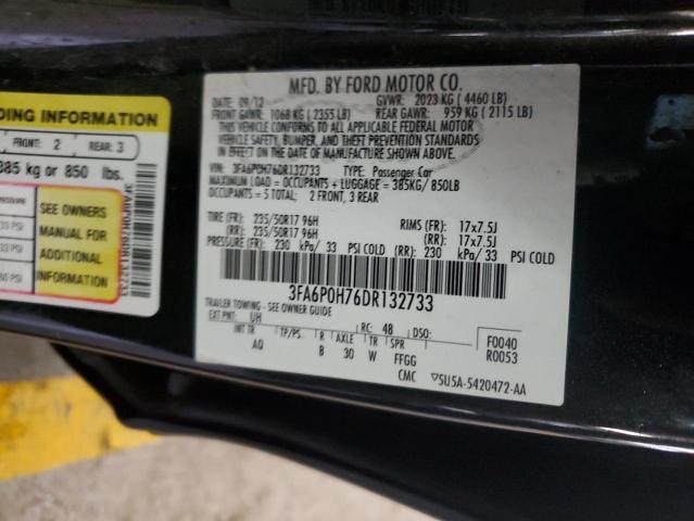 2013 Ford Fusion Se VIN: 3FA6P0H76DR132733 Lot: 49338254