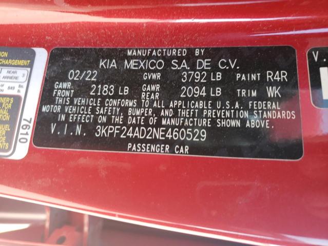 3KPF24AD2NE460529 Kia Forte FE 12