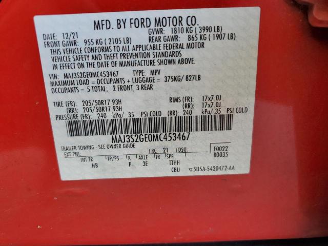 2021 Ford Ecosport Se VIN: MAJ3S2GE0MC453467 Lot: 51074474