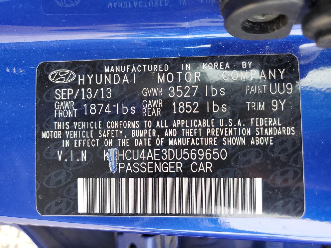 KMHCU4AE3DU569650 2013 Hyundai Accent Gls