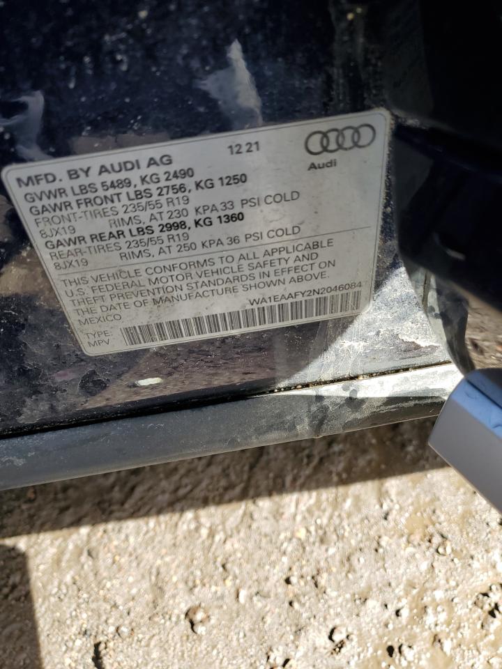 WA1EAAFY2N2046084 2022 Audi Q5 Premium Plus 45