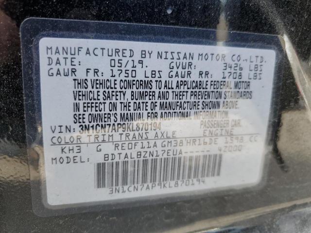 2019 Nissan Versa S VIN: 3N1CN7AP9KL870194 Lot: 52157594