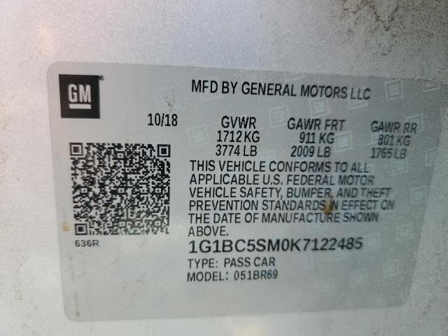 2019 CHEVROLET CRUZE LS - 1G1BC5SM0K7122485