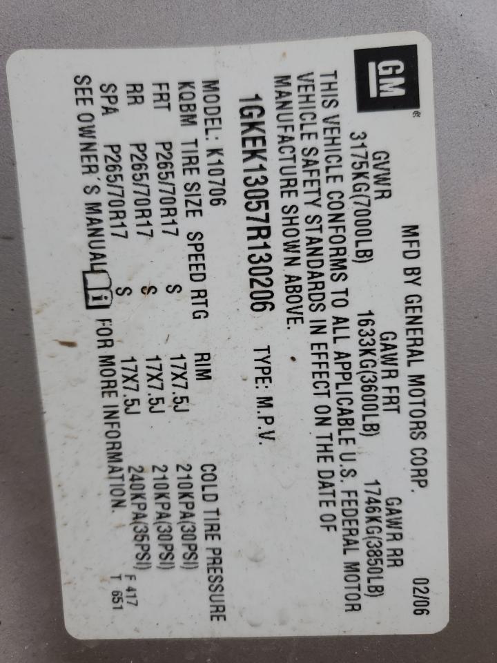 1GKEK13057R130206 2007 GMC Yukon