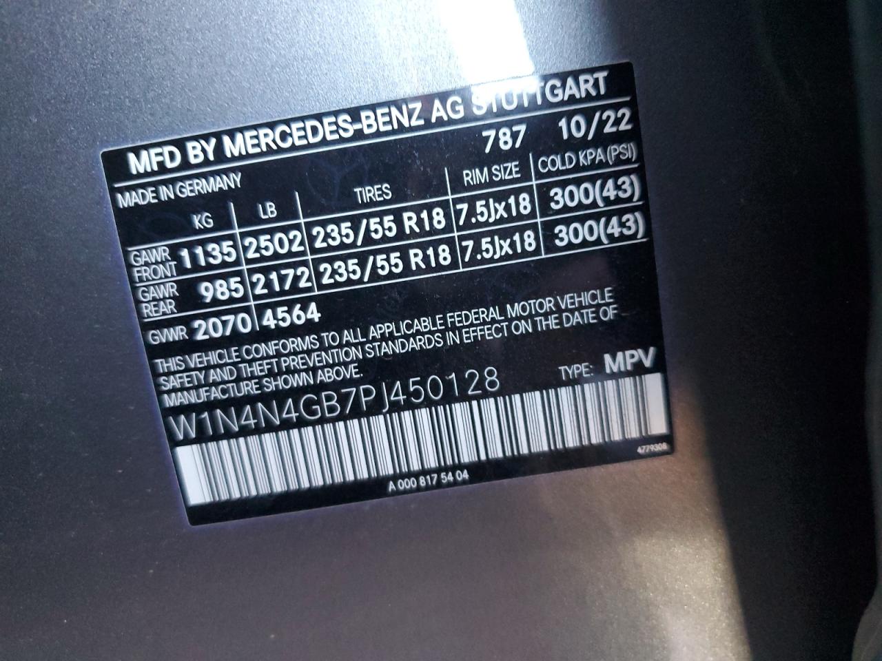 W1N4N4GB7PJ450128 2023 Mercedes-Benz Gla 250