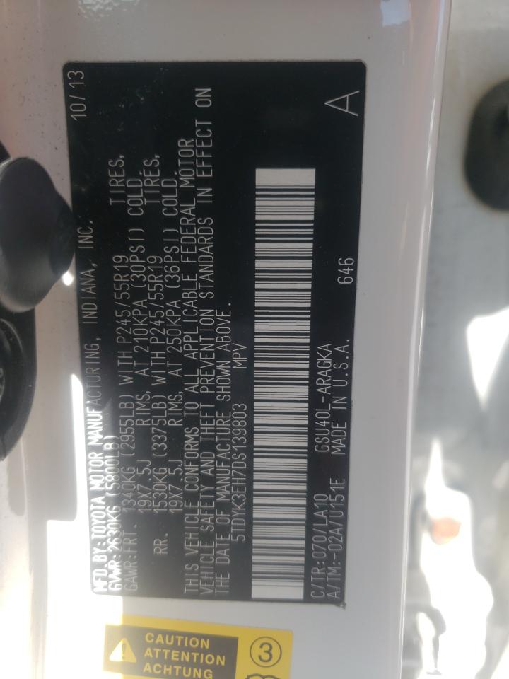 5TDYK3EH7DS139803 2013 Toyota Highlander Limited