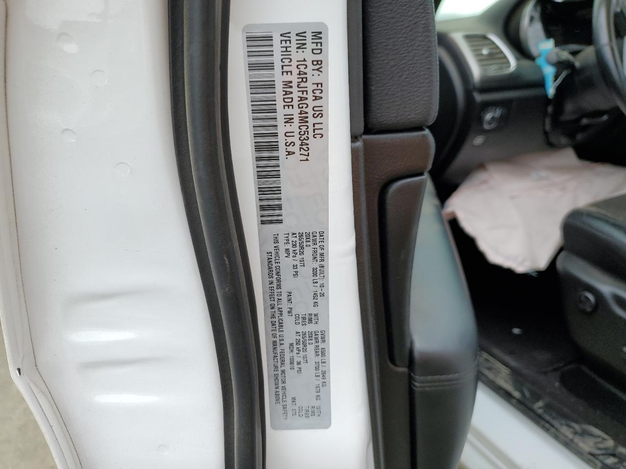 1C4RJFAG4MC534271 2021 Jeep Grand Cherokee Laredo