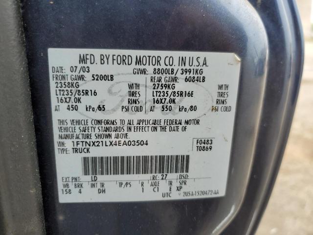 2004 Ford F250 Super Duty VIN: 1FTNX21LX4EA03504 Lot: 49755764