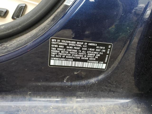 2013 Volkswagen Passat Se VIN: 1VWBN7A35DC110328 Lot: 51348124