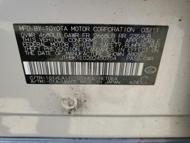 2011 Lexus Es 350 VIN: JTHBK1EG2B2450754 Lot: 49113724