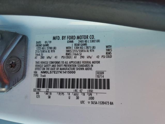 2019 Ford Transit Connect Xl VIN: NM0LS7E27K1415000 Lot: 52286394