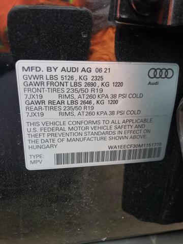 2021 Audi Q3 Premium Plus S Line 45 VIN: WA1EECF30M1151778 Lot: 51151544