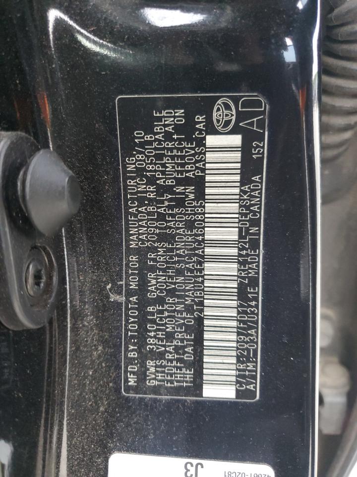 2T1BU4EE7AC460885 2010 Toyota Corolla Base