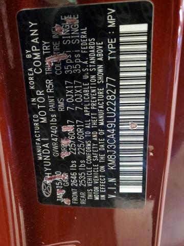 2020 Hyundai Tucson Limited VIN: KM8J3CA49LU228277 Lot: 51041014