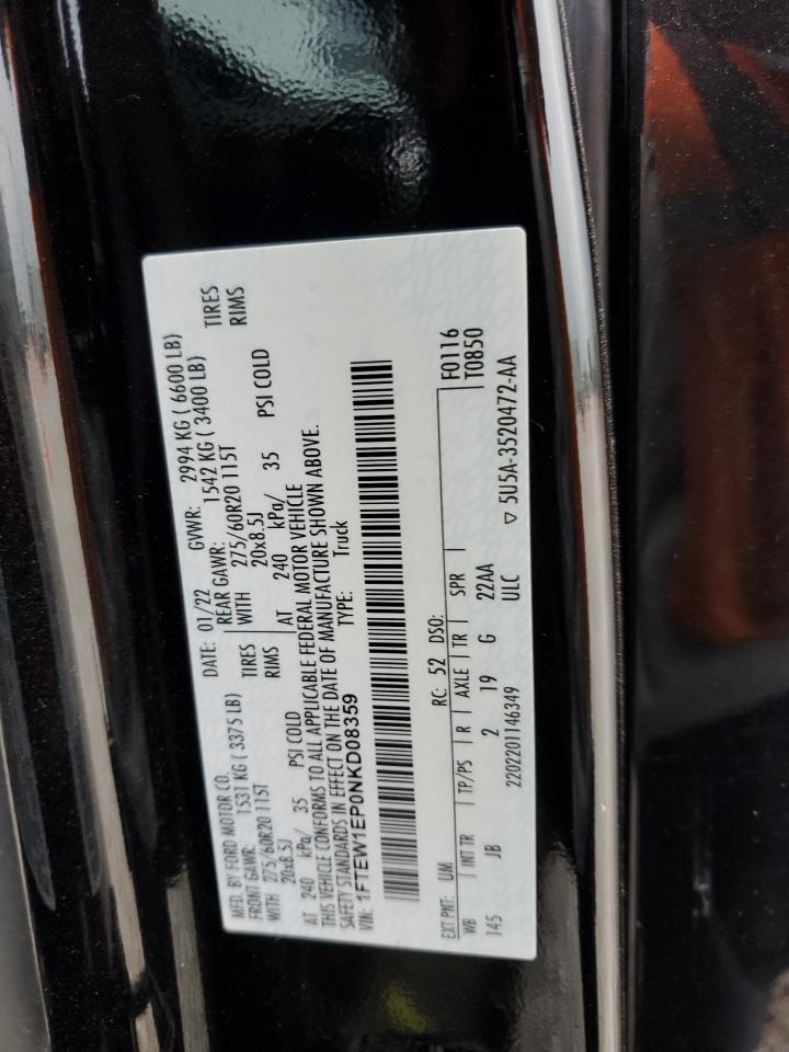 1FTEW1EP0NKD08359 2022 Ford F150 Supercrew