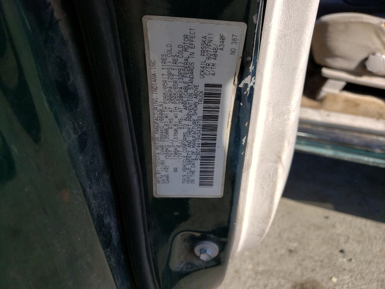 5TBDT44194S439793 2004 Toyota Tundra Double Cab Sr5