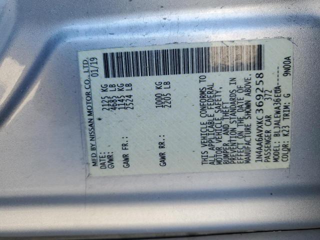 2019 NISSAN MAXIMA S - 1N4AA6AVXKC369258