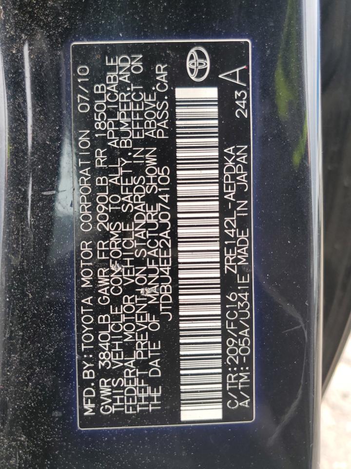 JTDBU4EE2AJ074105 2010 Toyota Corolla Base