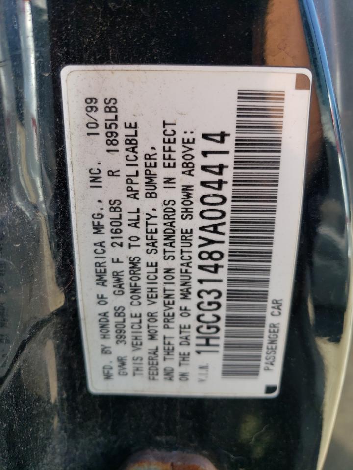 1HGCG3148YA004414 2000 Honda Accord Lx