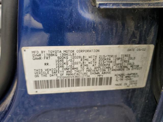 2003 Toyota Rav4 VIN: JTEGH20VX36012734 Lot: 51791054