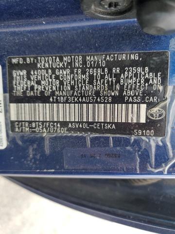 2010 Toyota Camry Base VIN: 4T1BF3EK4AU574528 Lot: 48923154