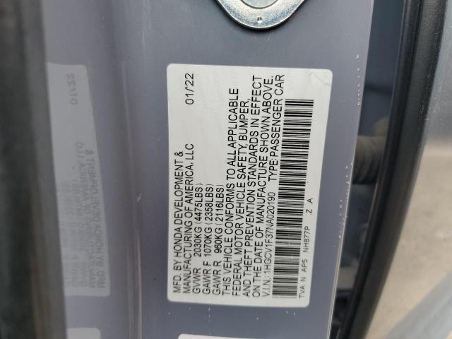 2022 Honda Accord Sport VIN: 1HGCV1F37NA020190 Lot: 52390004