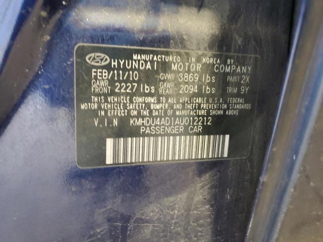 2010 Hyundai Elantra Blue VIN: KMHDU4AD1AU012212 Lot: 53206164