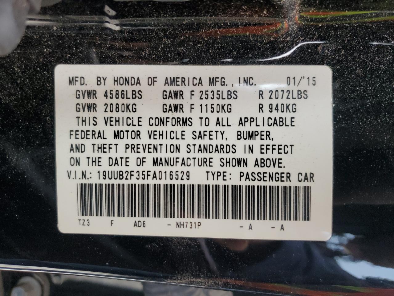 19UUB2F35FA016529 2015 Acura Tlx