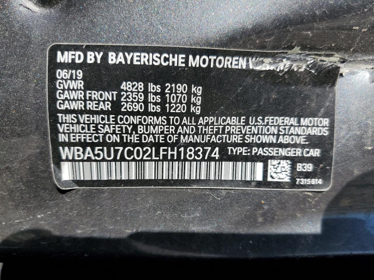 WBA5U7C02LFH18374 2020 BMW M340I