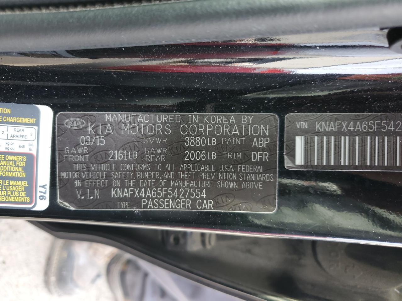 KNAFX4A65F5427554 2015 Kia Forte Lx