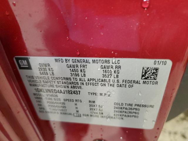 2010 GMC Acadia Slt-2 VIN: 1GKLVNED4AJ182437 Lot: 51606904