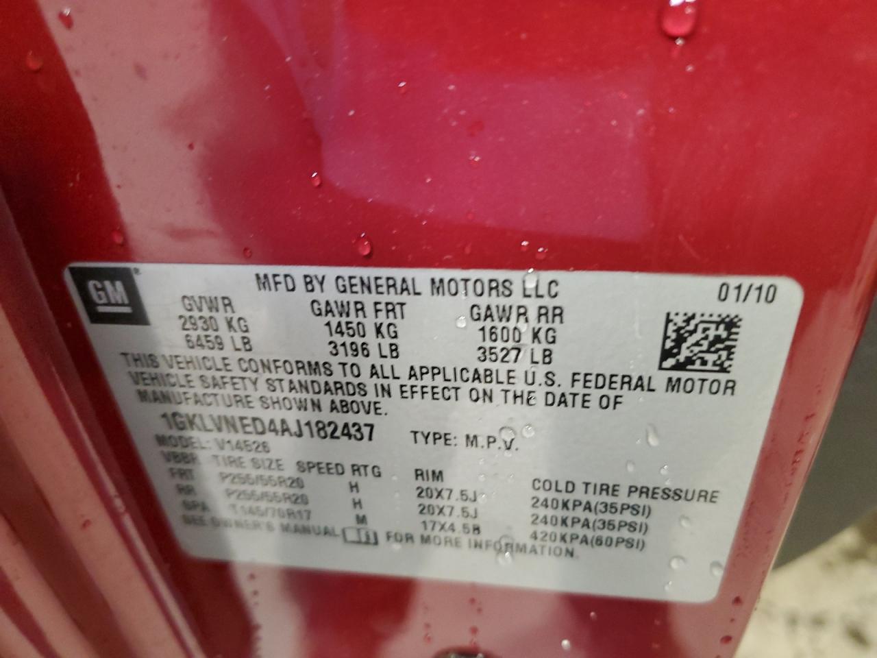 1GKLVNED4AJ182437 2010 GMC Acadia Slt-2