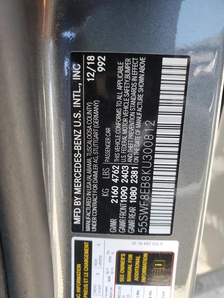 55SWF8EB8KU300812 2019 Mercedes-Benz C 300 4Matic