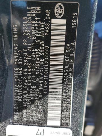2013 Toyota Camry L VIN: 4T1BF1FK4DU237770 Lot: 49008254