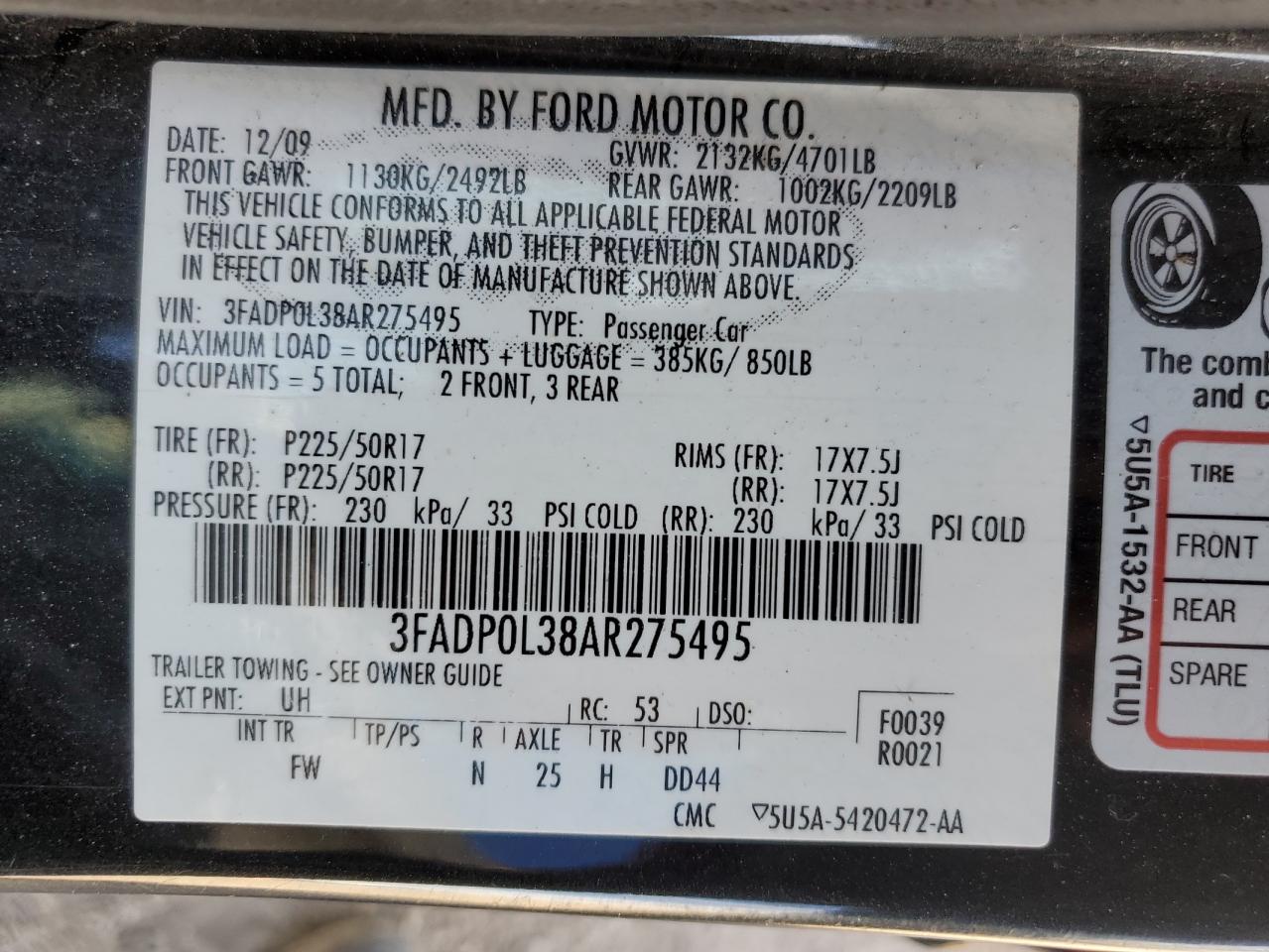 3FADP0L38AR275495 2010 Ford Fusion Hybrid