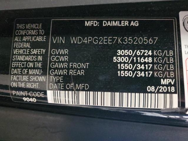 WD4PG2EE7K3520567 | 2019 MERCEDES-BENZ METRIS