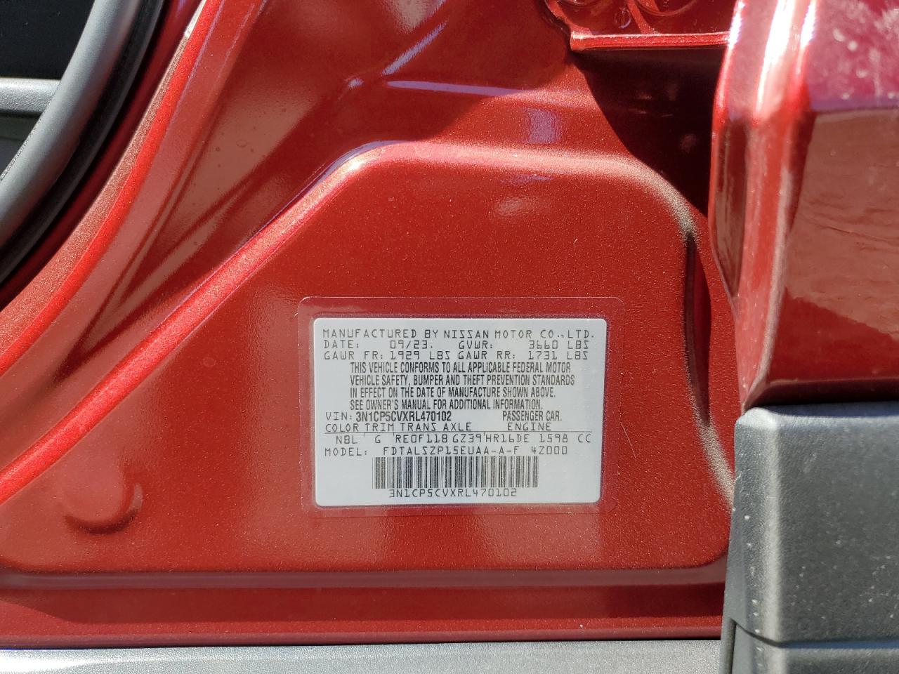 3N1CP5CVXRL470102 2024 Nissan Kicks Sv