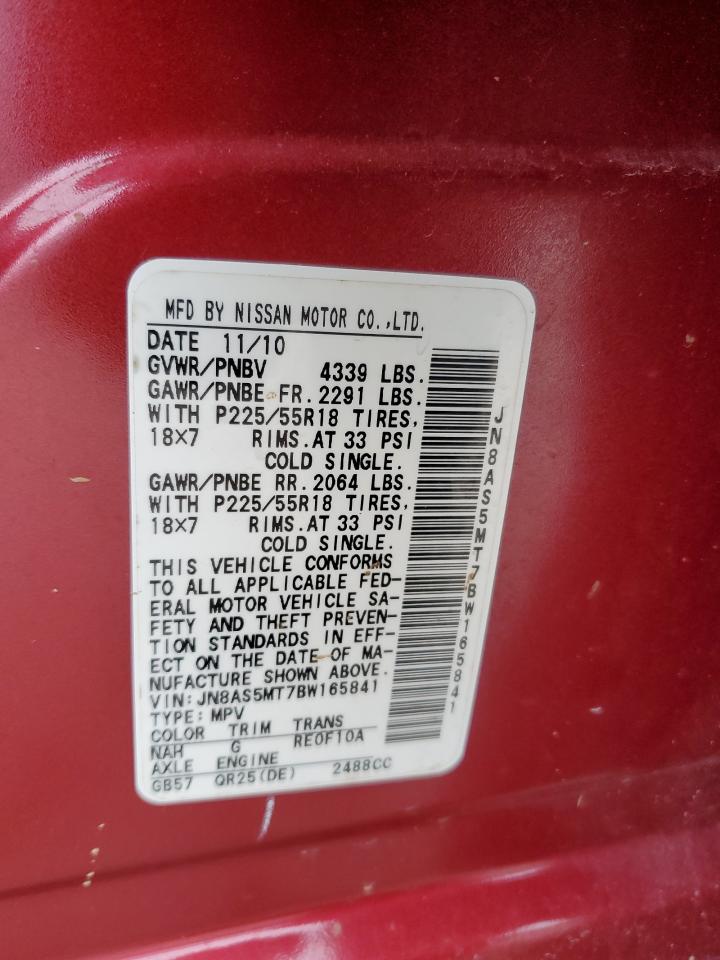 JN8AS5MT7BW165841 2011 Nissan Rogue S