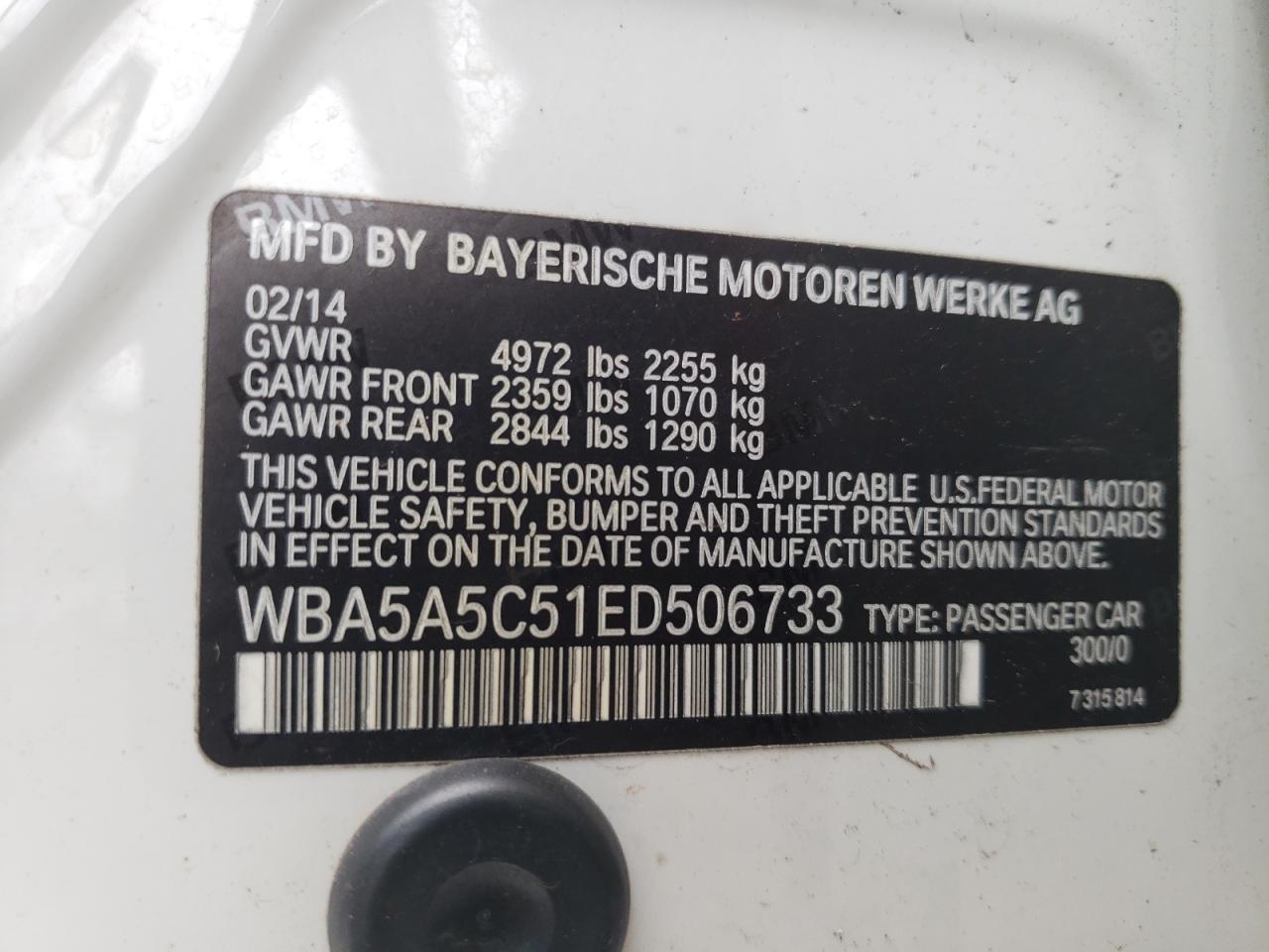 WBA5A5C51ED506733 2014 BMW 528 I