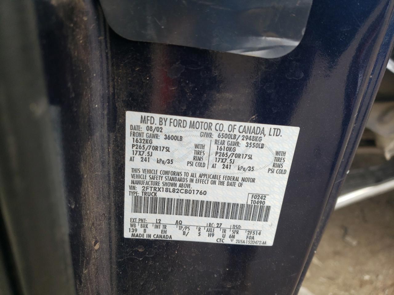 2FTRX18L82CB01760 2002 Ford F150