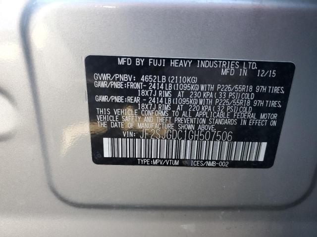 2016 SUBARU FORESTER 2 - JF2SJGDC1GH507506