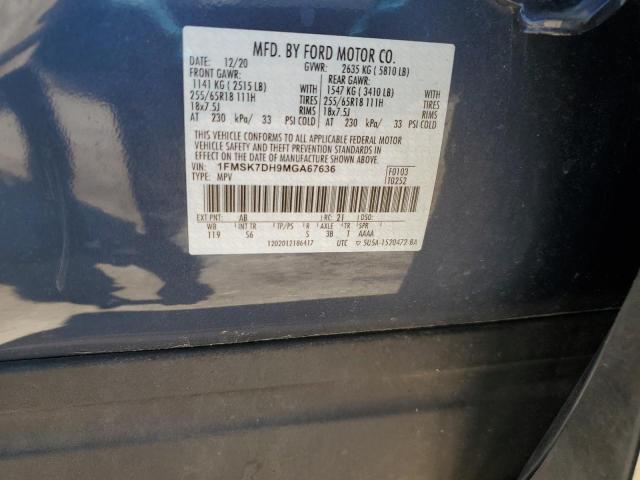 2021 Ford Explorer Xlt VIN: 1FMSK7DH9MGA67636 Lot: 52039714