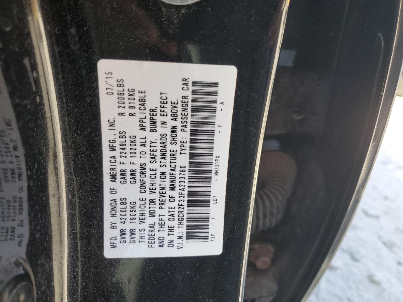 1HGCR2F33FA233780 2015 Honda Accord Lx